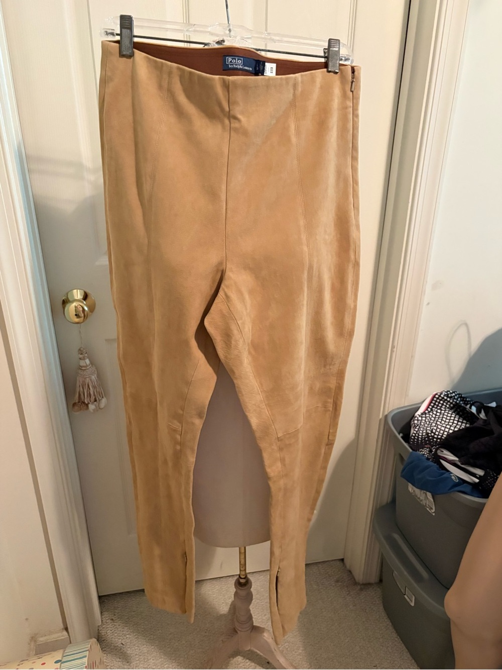 Polo Ralph Lauren Tan lamb Leather pants size L $998 NWT